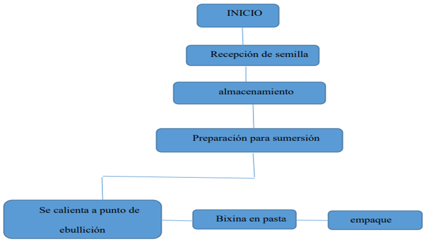 Diagrama del proceso de extracción del colorante de achiote
